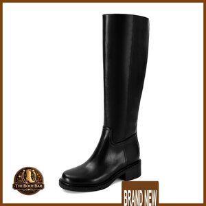 Knee High Boots Faux Leather Low Heel Side Zipper Classic Chic Fall Winter